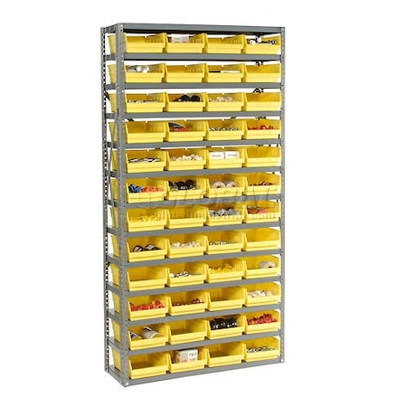Global Industrial Steel Shelving, Total 72 4inH Plastic Shelf Bins Ivory, 36x18x72-13 Shelves 603446WH